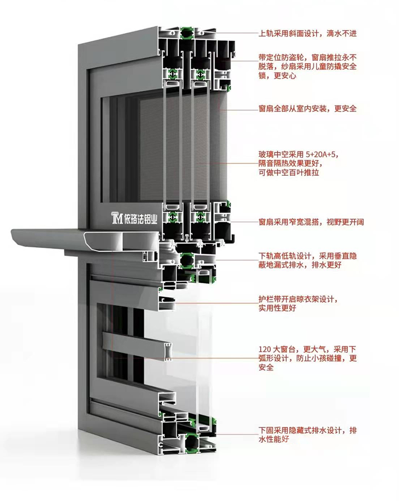 130三轨景观断桥推拉窗